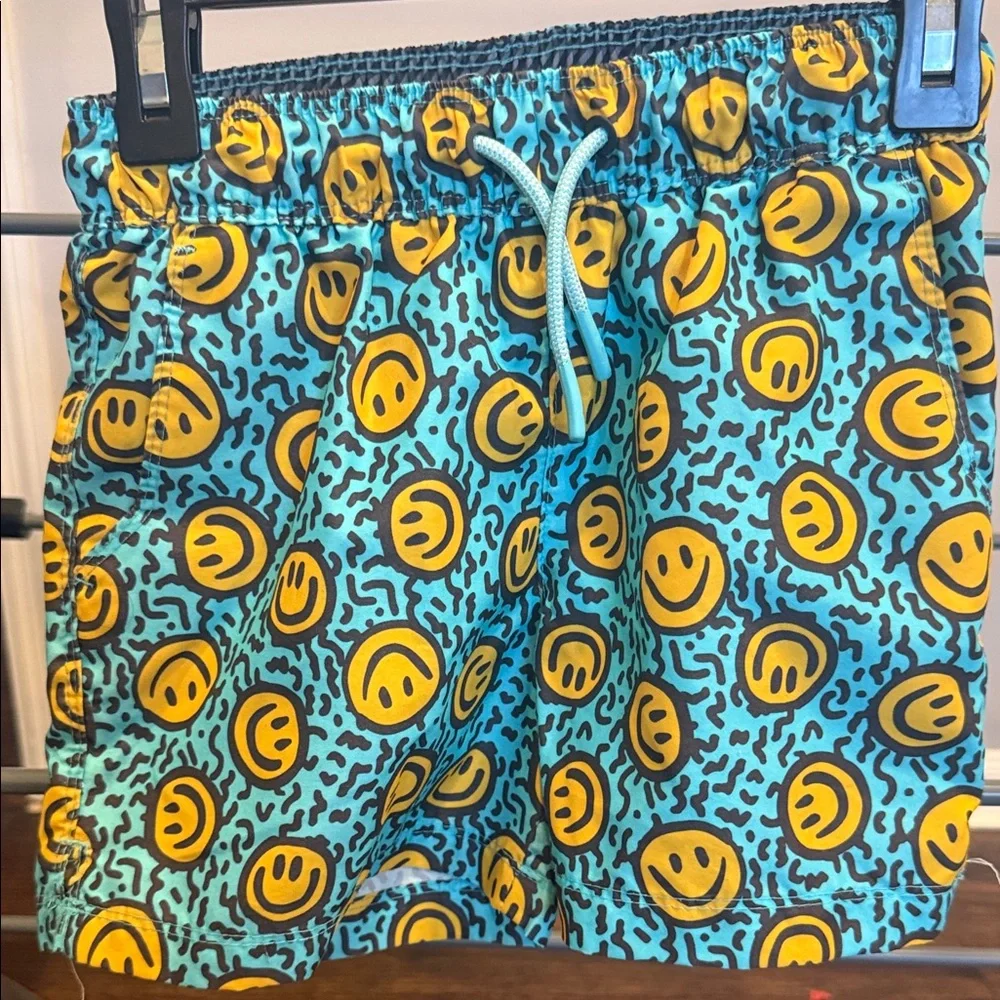 art class Turquoise Swim Trunks with Yellow Smiley Print - Picture 5 of 7
